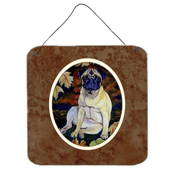 Fawn Pug in Fall Leaves Wall or Door Hanging Prints