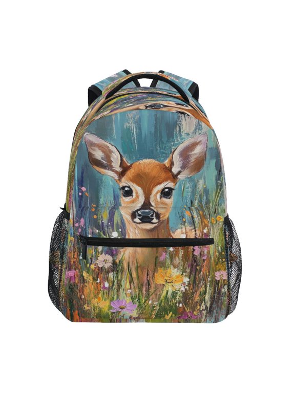 Fawn with Colorful Background Stylish Large Backpack 15L Self-Standing Durable Twill for School, Office and Travel Use