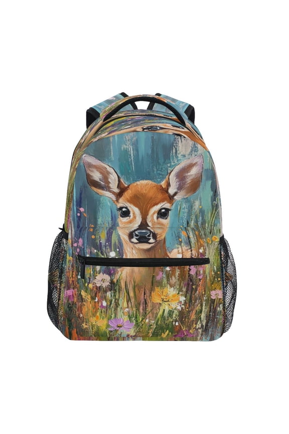 Fawn with Colorful Background Stylish Large Backpack 15L Self-Standing Durable Twill for School, Office and Travel Use
