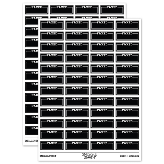 Faxed Blank Box for Date Signature Sticker Set - Black - Matte Finish - 1.25" Mini