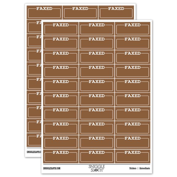 Faxed Blank Box for Date Signature Sticker Set - Brown - Matte Finish - 1.75" Medium