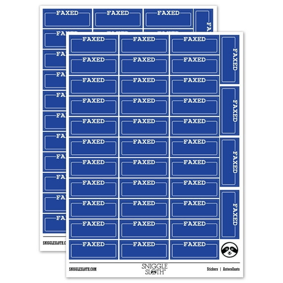 Faxed Blank Box for Date Signature Sticker Set - Dark Blue - Gloss Finish - 1.5" Small