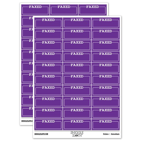 Faxed Blank Box for Date Signature Sticker Set - Purple - Gloss Finish - 1.75" Medium