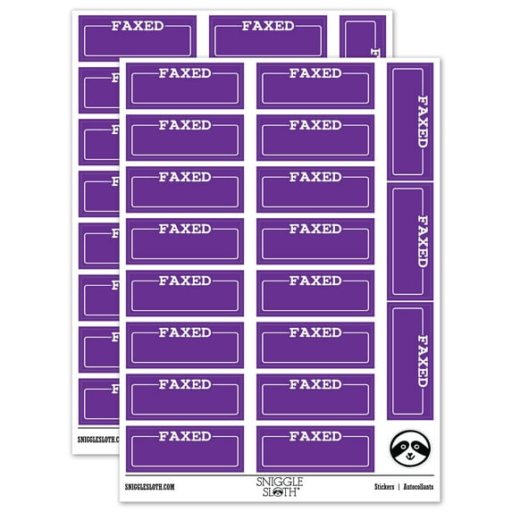 Faxed Blank Box for Date Signature Sticker Set - Purple - Gloss Finish - 2.00" Large