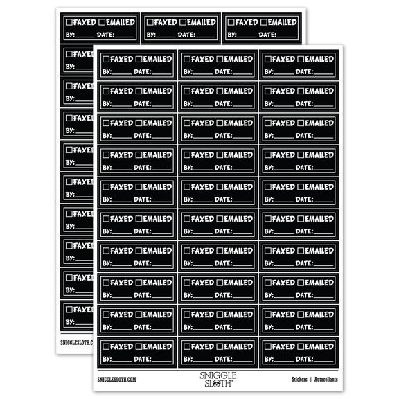 Faxed Emailed Document Fill-in Sticker Set - Black - Matte Finish - 1.75" Medium