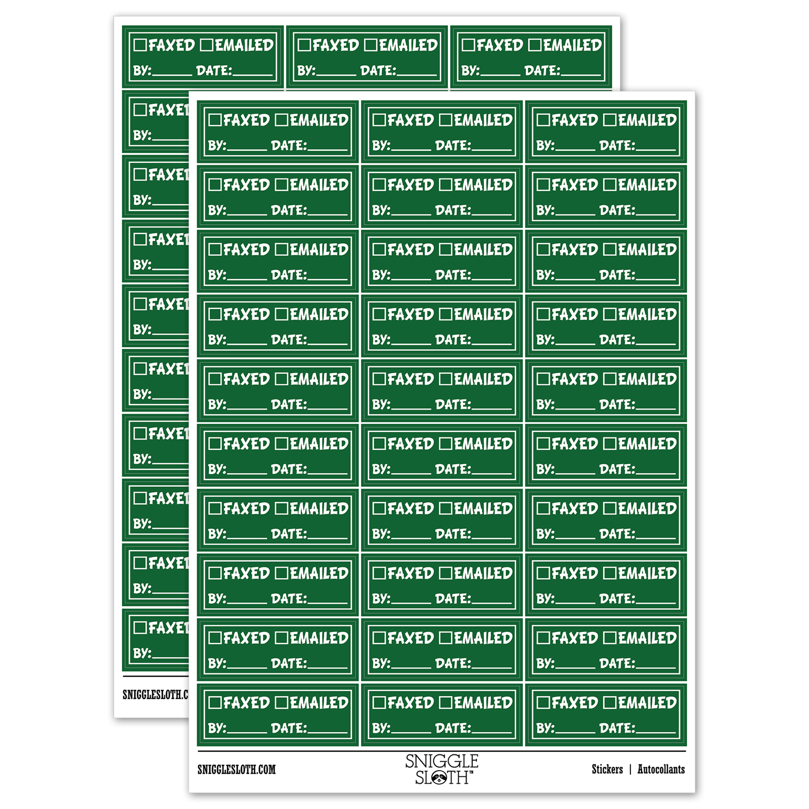 Filing Document Sticker Faxed Emailed Document Fill-in Sticker Set - Dark Green - Gloss Finish ...
