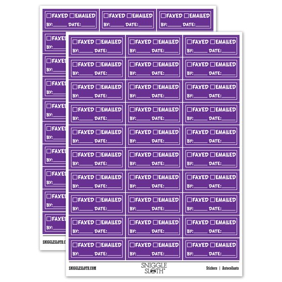 Faxed Emailed Document Fill-in Sticker Set - Purple - Matte Finish - 1.75" Medium