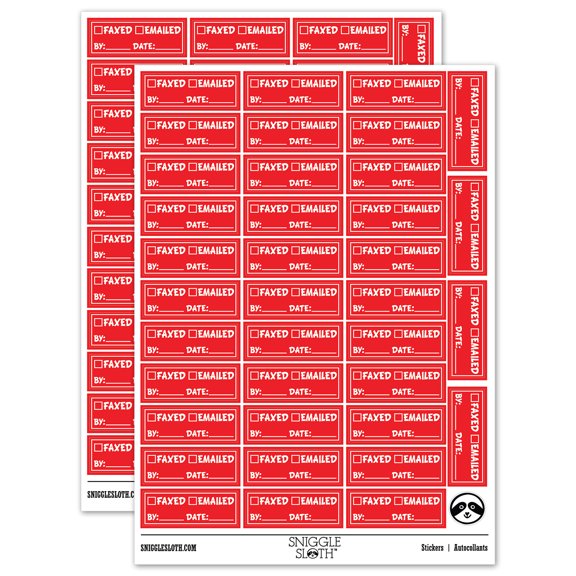 Faxed Emailed Document Fill-in Sticker Set - Red - Gloss Finish - 1.5" Small