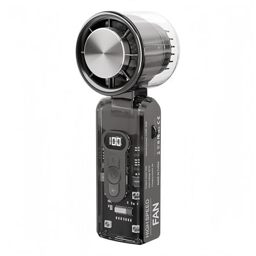 Fay Bless Portable Handheld Fan Rechargeable – LED Turbo Fan with Foldable Design, LED Light, Long Battery Life, Personal Mini Fan for Travel, Camping, Outdoor, Desktop Cooling