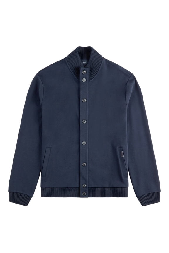 Navy Blue Bomber Ribbed Detail Jacket (Men's)