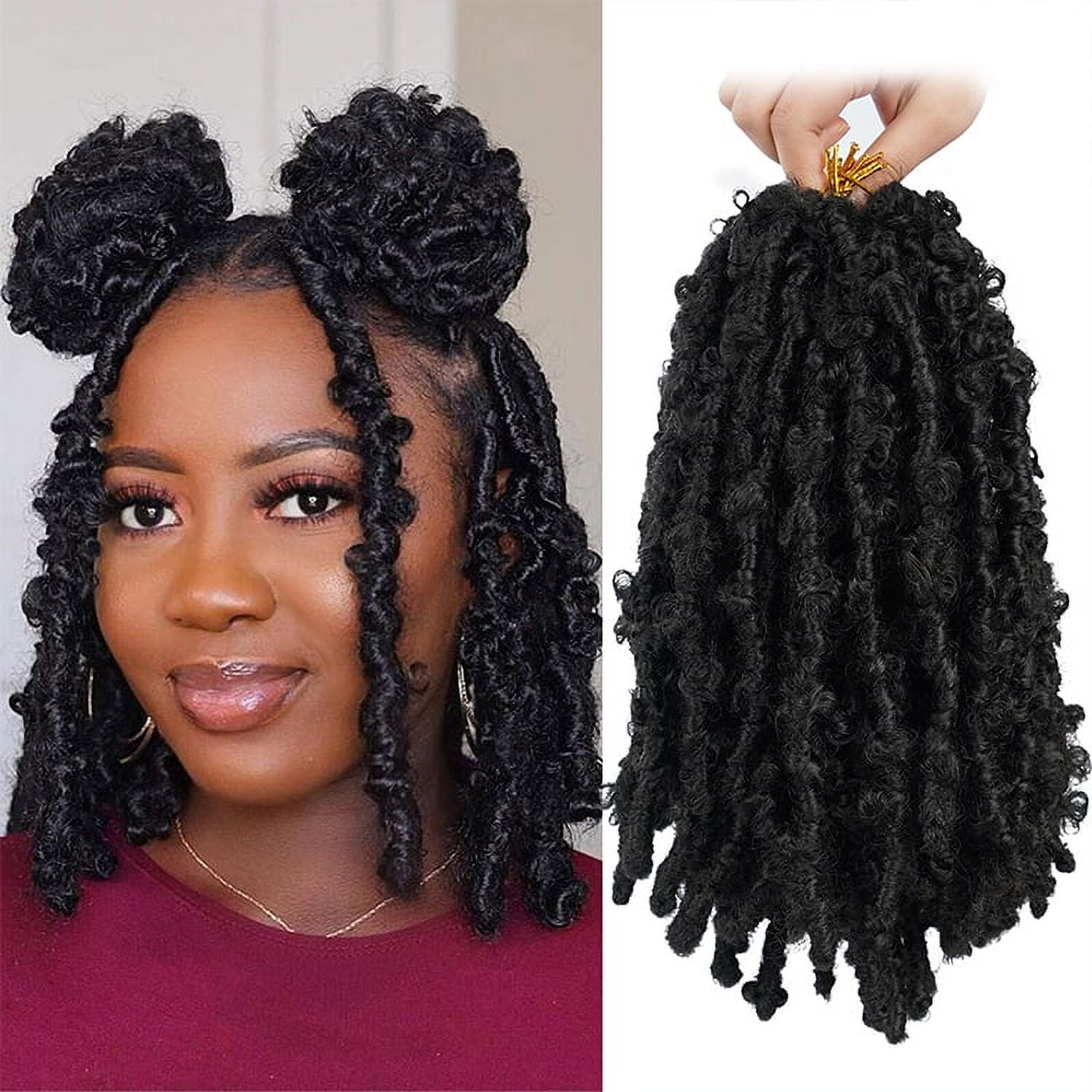 Fayasu 12inch Butterfly Locs Crochet Hair 6 Packs Faux Locs Pre Looped  Crochet Butterfly Braids Hair for Black Women 