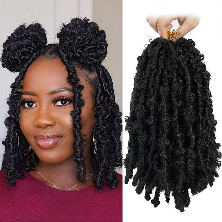 Fayasu 12inch Butterfly Locs Crochet Hair 6 Packs Faux Locs Pre Looped  Crochet Butterfly Braids Hair for Black Women