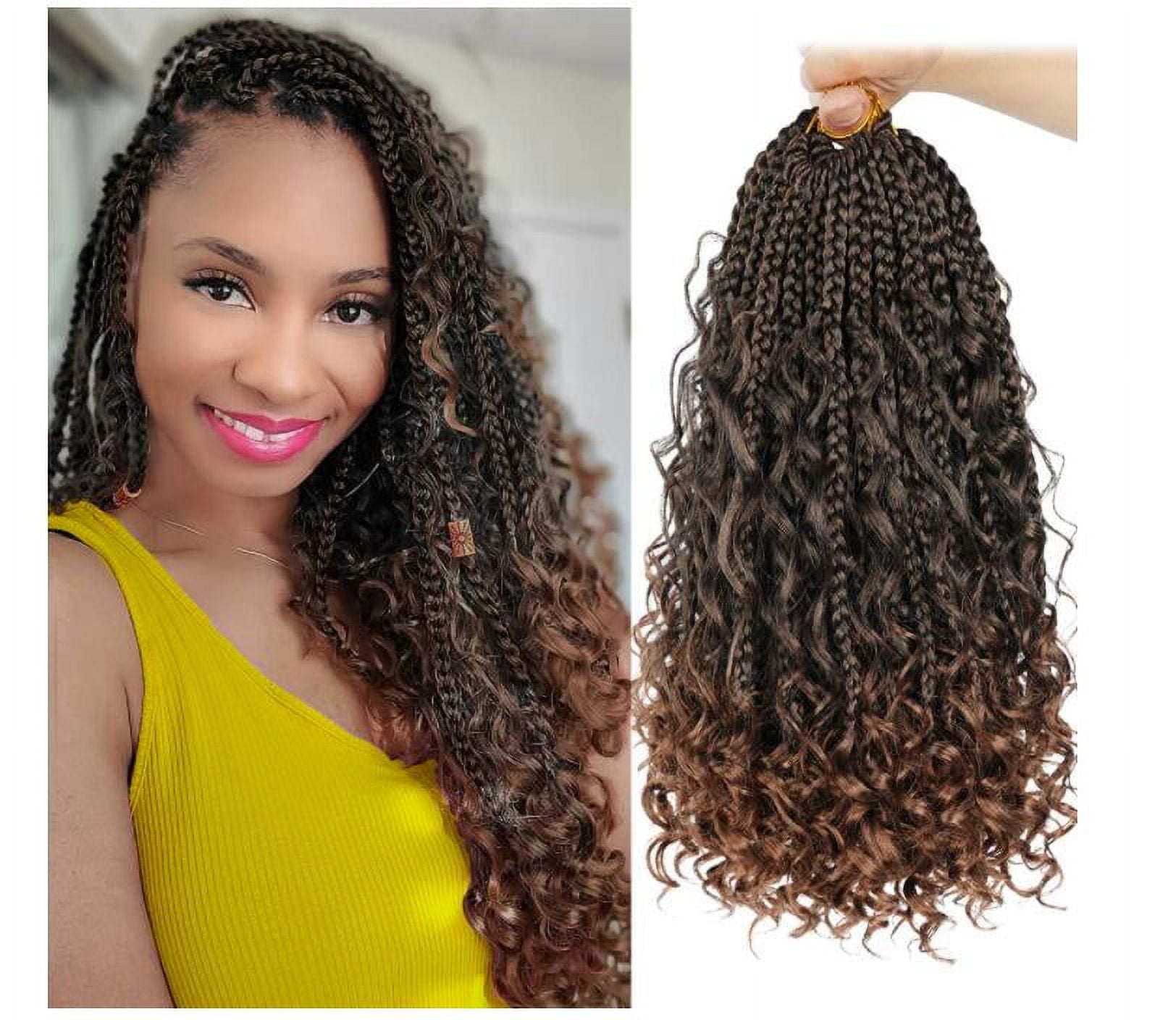 Goddess Box Braids Crochet Hair 8 Packs Pre looped Boho Box Braids Crochet  Hair 14 Inch Bohemian Curly Braiding Hair Extensions for Black Women, 128