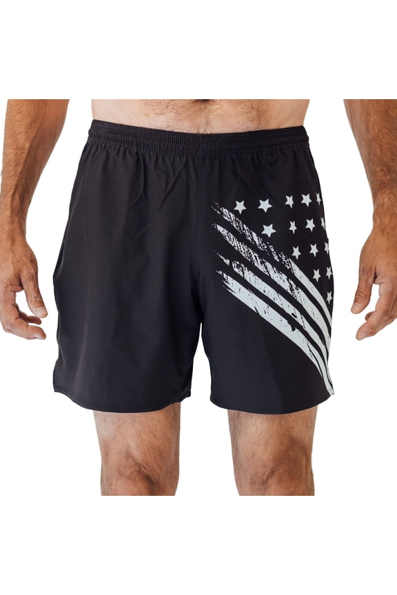 Faye+Florie Men's 7 inch Shorts (Black Flag, Large)