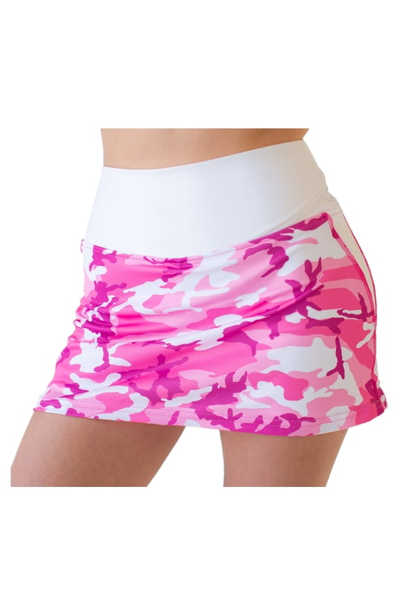 Faye+Florie Women's Jean Tennis Skirt (Pink Camo, Small)