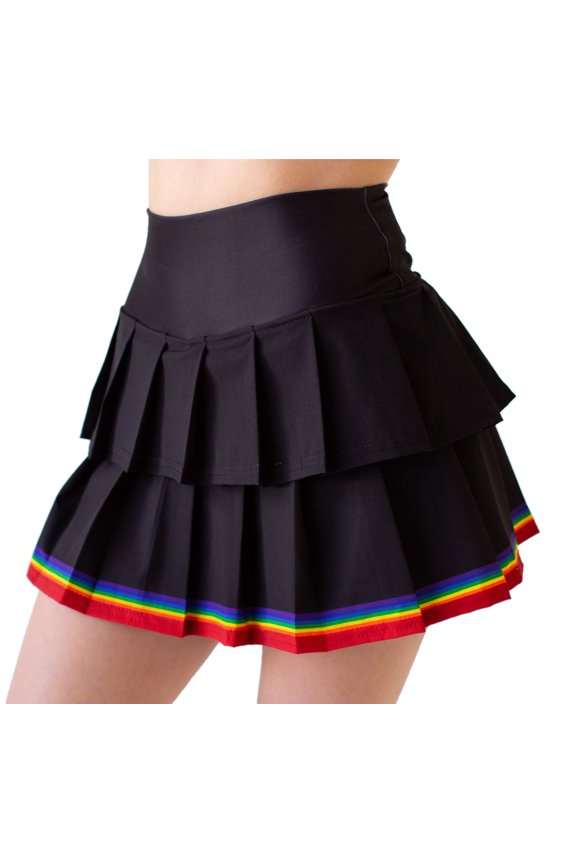 Faye+Florie Women's Lisa Tennis Skirt (Black Rainbow, Small)