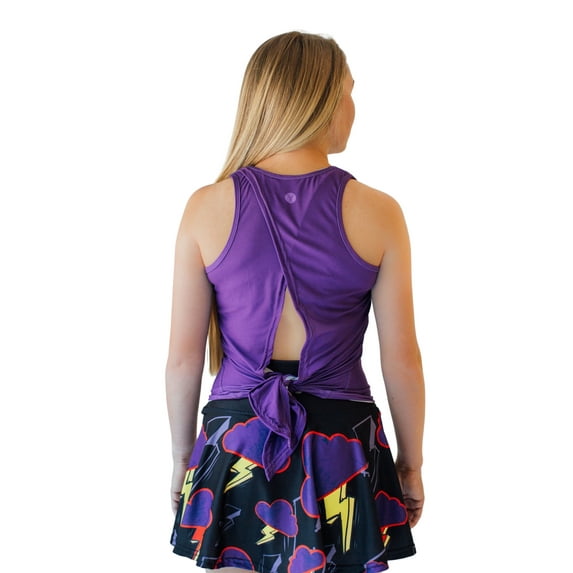 Faye+Florie Women's Sleeveless Tie Back Tank (Large, Purple)