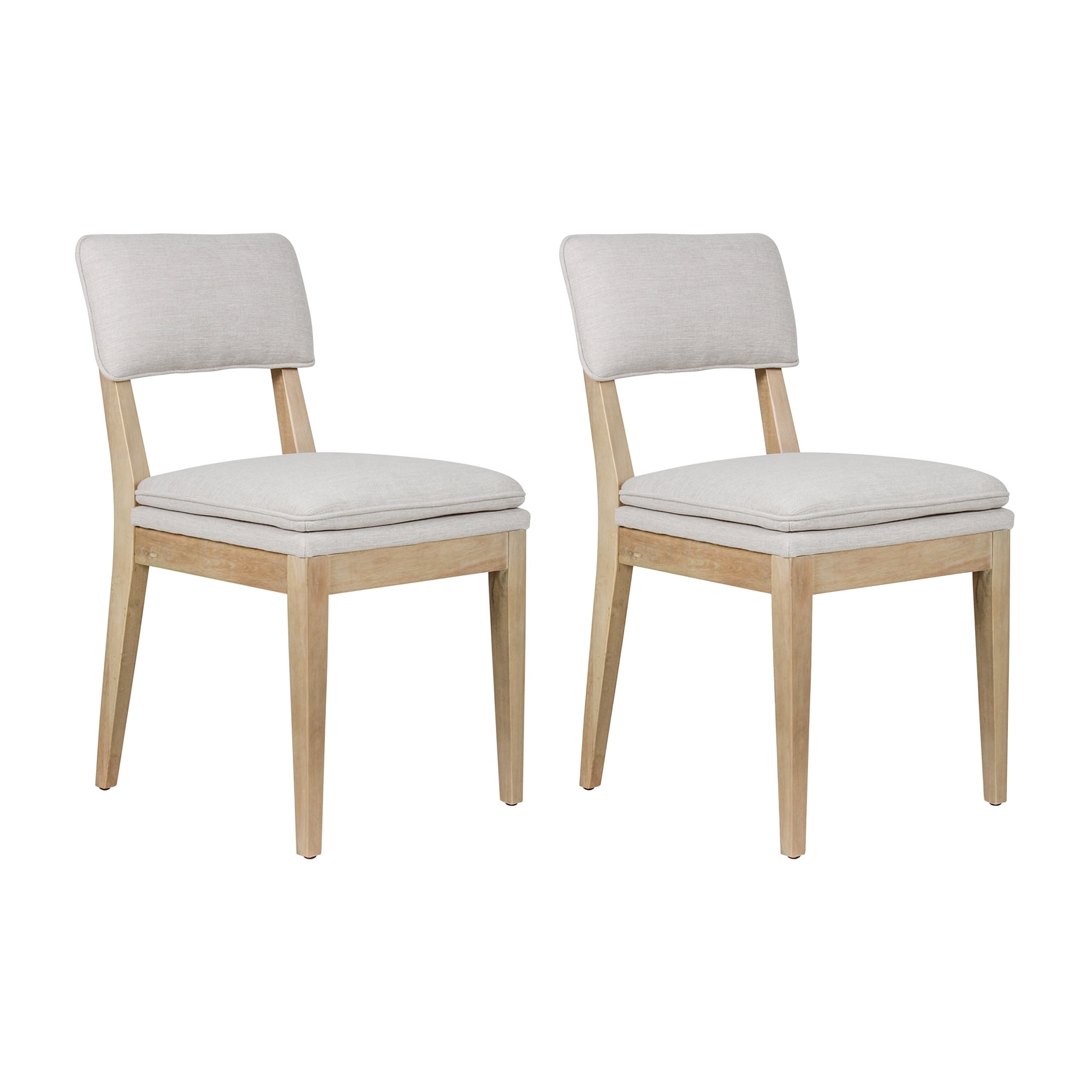Faye Beige Upholstered Natural Wood Cushioned Dining Room Chair Set