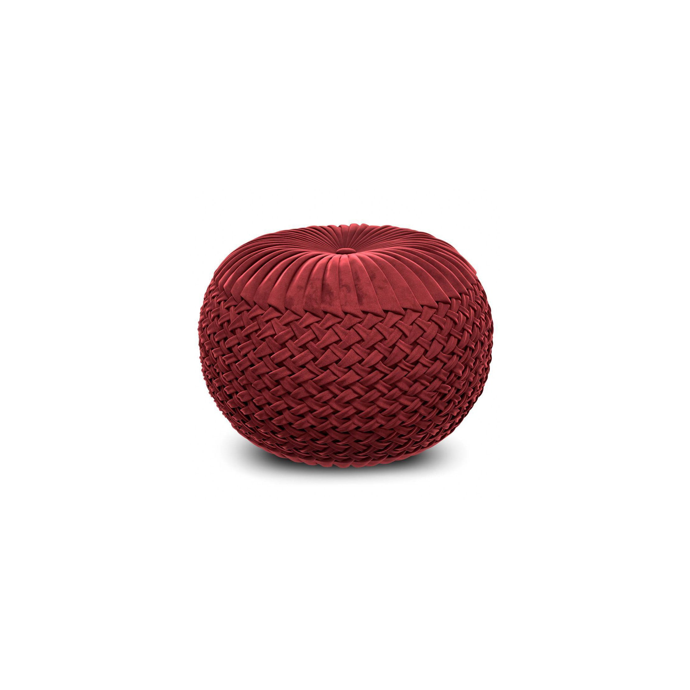 Faye Velvet Round Pouf Maroon - Walmart.com