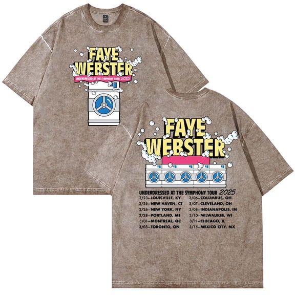 Faye Webster Laundrette Cotton Wash T-Shirt Underdressed at The Symphony Tour Women Men Short Sleeve Crewneck Tee