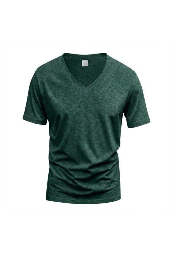 Men's Slim Fit V Neck T Shirt Short Sleeve Soft Stretchy Casual Basic Tee Tops for Summer Workout Daily Wear Multiple Colors Green S
