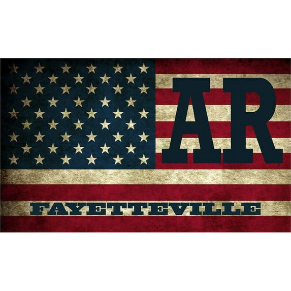 Fayetteville AR Arkansas Washington County Vintage US Flag Decal Bumper Sticker 3M Vinyl 3" x 5"