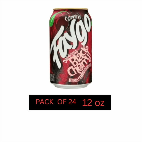 Faygo Black Cherry Soda, 12 fl oz Cans, 24 Pack Bold Fruit-Flavored Soft Drink, Caffeine-Free**