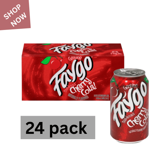 Faygo Cherry Cola, Naturally Flavored Soda, 12 oz Cans, 24 Pack  Bold Cherry & Classic Cola Taste