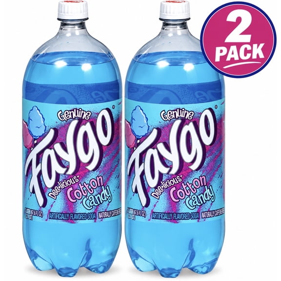 Faygo Cotton Candy Soda, 2 Liter Bottles, 2 Pack