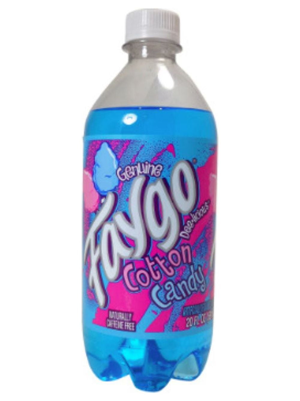 Faygo Cotton Candy Soda Pop 20 Oz Bottles, Quantity of 4