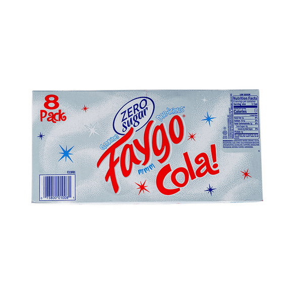 Faygo Diet Deelicious Cola  12floz Cans, 8Pack (Zero Sugar)