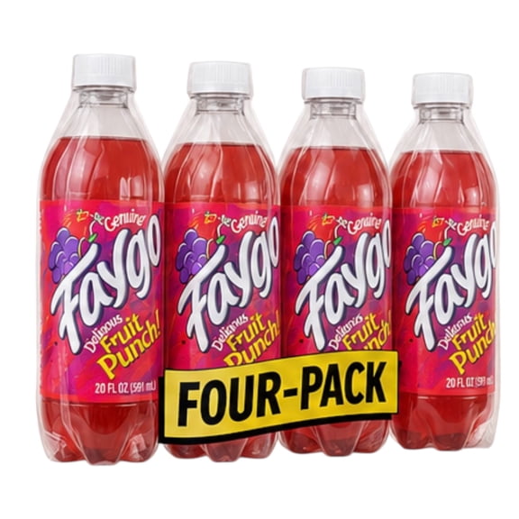 Faygo Fruit Punch Soda Pop, Pack of 4, 20 oz