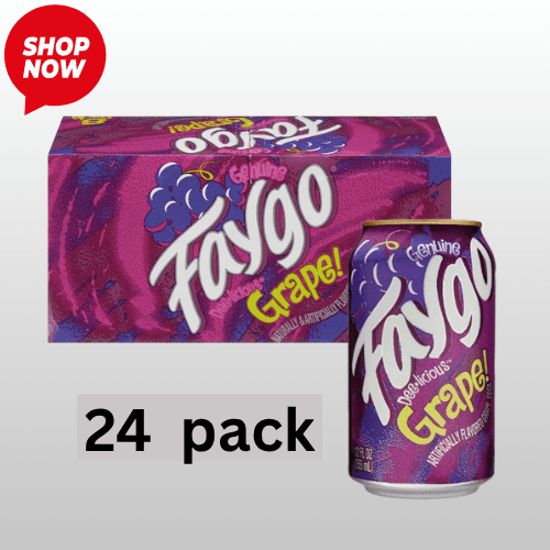 Faygo Grape Soda Pop, 12 fl oz Cans, 24 Pack  Bold Fruity Flavor, Caffeine-Free Soft Drink