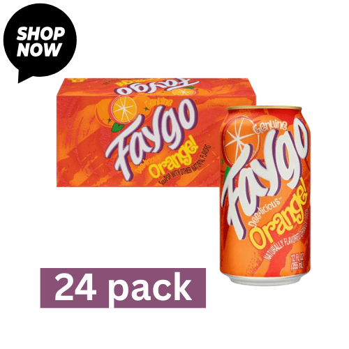 Faygo Orange Soda Pop, 12 oz Cans, 24 Pack  Bold Citrus Flavor, Classic Soft Drink