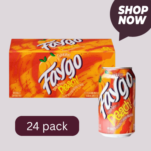 Faygo Peach Soda Pop, 12 fl oz Cans, 24 Pack – Sweet & Fruity, Caffeine-Free Soft Drink