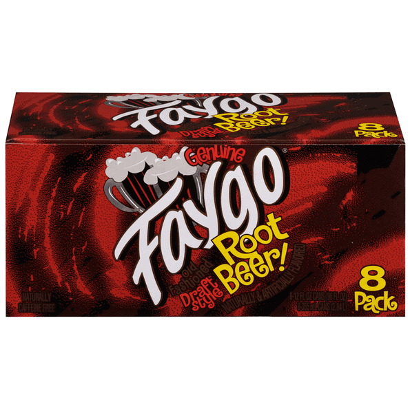 Faygo Root Beer Soda, Draft Style Old Fashioned, 8 Pack Cans, 96 fl oz Total, Caffeine-Free