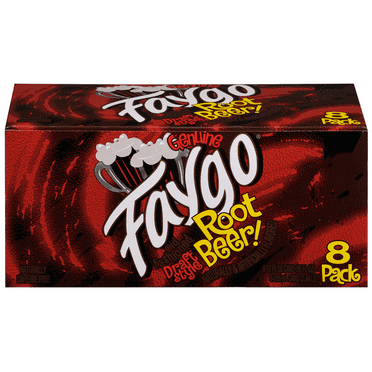 Faygo Root Beer Soda, Draft Style Old Fashioned, 8 Pack Cans, 96 fl oz Total, Caffeine-Free