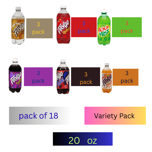 Faygo Soda Variety Pack, 20 fl oz Bottles (18 Pack)  Assorted Bold Flavors, Caffeine-Free Soft Drinks