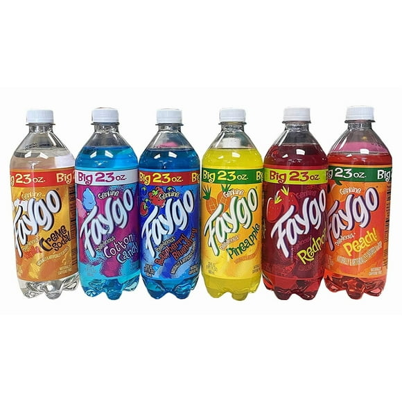 Faygo Variety 6 Pack (1 Cotton Candy, 1 Blue Raspberry, 1 Red Pop, 1 Vanilla Cream, 1 Pineapple, 1 Peach)
