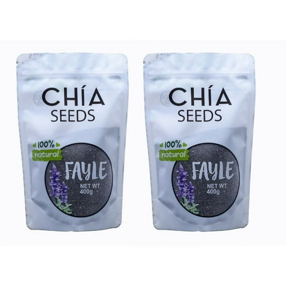 Fayle Chia Seeds 2 Pack, 100% natural, healthy ingredient, super food, Non-GMO, for baking and smoothies, 400g