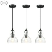 Faymart Lighting 3-Pack Teardrop Pendant Lighting Ceiling Mount Kitchen Light Fixtures with Seeded Glass Shade