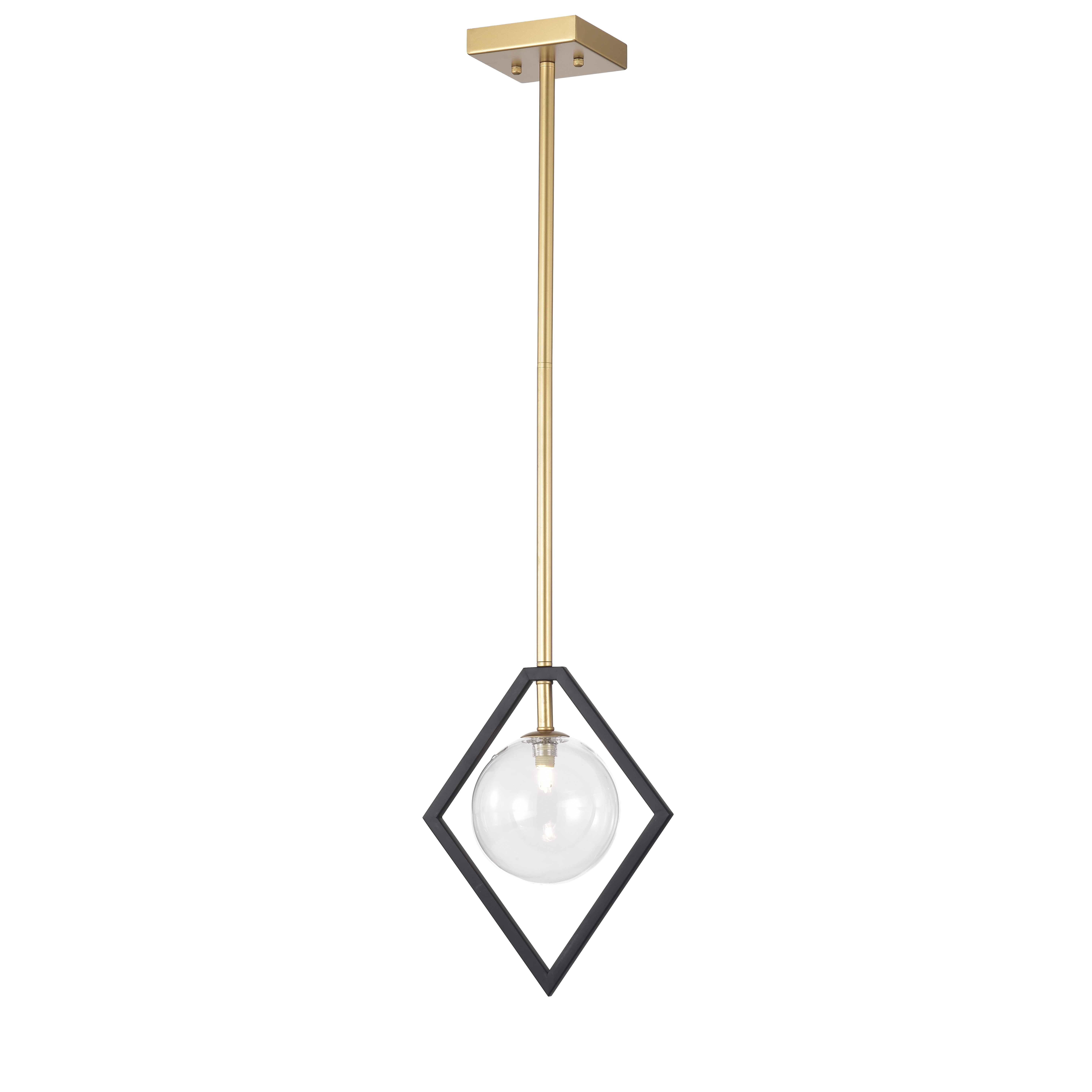 Fayres 10" Black and Gold Contemporary Glass Pendant Light