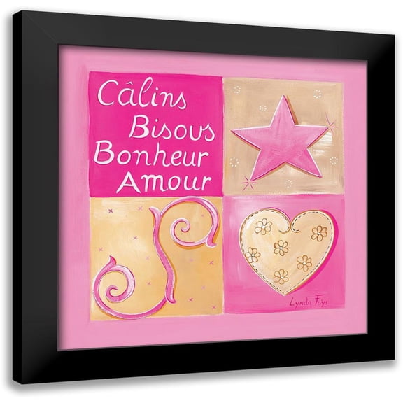 Fays, Lynda 12x12 Black Modern Framed Museum Art Print Titled - Calins, bisous, bonheur, …