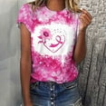 thumbnail image 1 of Fayshow0 Breast Cancer Awareness Accessories T Shirts Save Up under 50% Women's Casual Letter Print Pullover Short Sleeve T-Shirt Tops Shirt,Pink H XL, 1 of 7