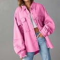 thumbnail image 1 of Fayshow0 Up to 50% off Womens Jean Jackets Cheap $25. Or Less Women's Jean Jacket Frayed Washed Button Denim Jacket With Pockets,Hot Pink XL, 1 of 6
