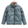 thumbnail image 1 of Fayshow0 Easy Care Zip Up Jackets for Women No Hood Women Fashionable Stand Up Collar Single Breasted Thickened Cotton Jacket With Warm And Plush Jacket,Light Blue, 1 of 9