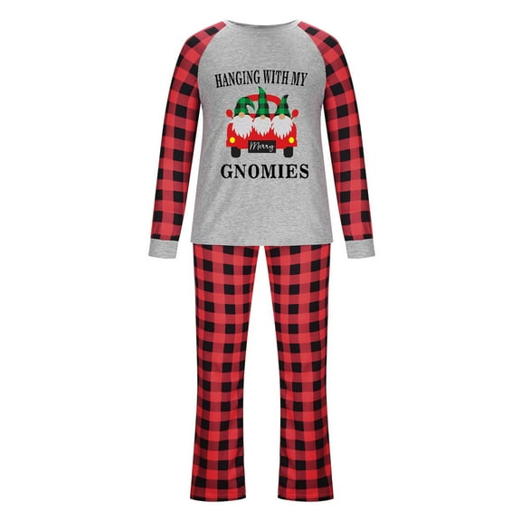 Fayshow0 Family Matching Christmas Pajamas Christmas Women Printed Blouse Round-Neck Tops+Pants Family Matching Pajamas Set,Gray XXL