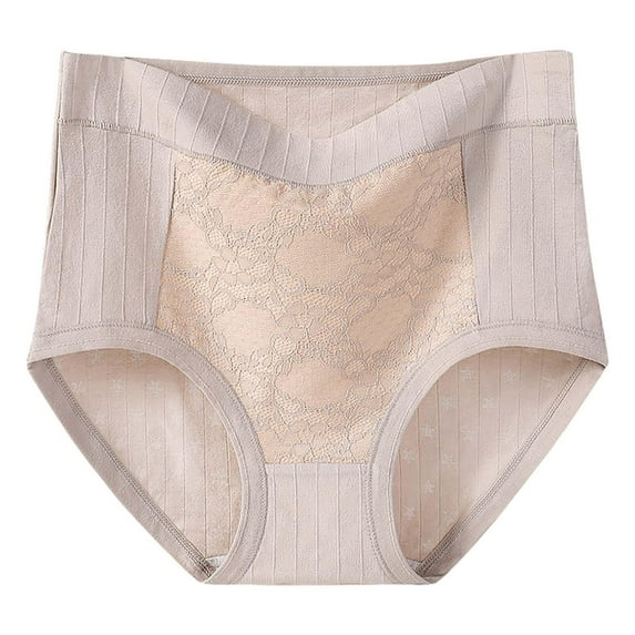 Fayshow0 High Leg Briefs Don't Dig In Women's Solid Lace Plus Size XL-6XL Casual High Waisted Cotton Underwear Ladies Soft Full Briefs Panties Soft Breathable Super Stretchy Ladies Briefs