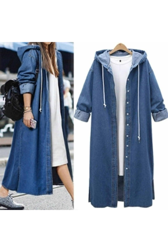 Jean Jackets for Women Trendy Plus Size Clearance Women's Fashion Long-Sleeved Casual Button Loose Jacket With Burrs Denim Jacket Windbreak,Blue XXXL