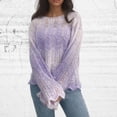 thumbnail image 1 of Fayshow0 Long Sleeve Shirts for Women, Fall Womens Tops Women's Loose Round Neck Knitted Contrasting Color Pullover Striped Sweater 2024 Casual Long Sleeved RoundTop/shirt,Purple L, 1 of 5